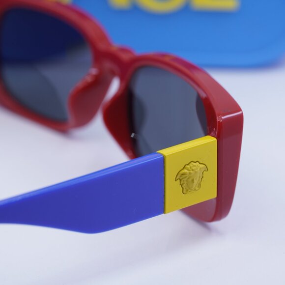 Versace Kids VK4003U 506587 Rectangle Sunglasses - Red/Blue/Dark Grey - Picture 8 of 9